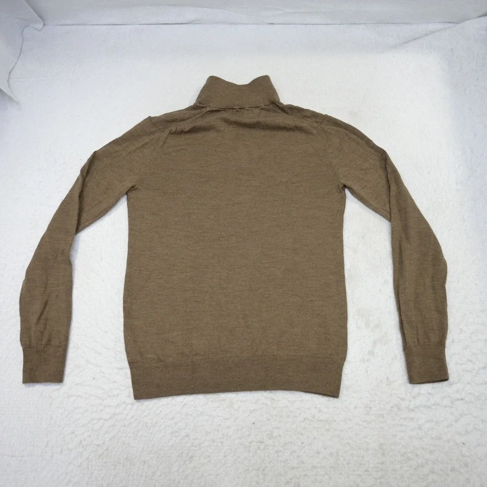 Banana Republic 1/4 Zip Sweater Mens S Brown 100% Merino Wool Solid Mock Neck